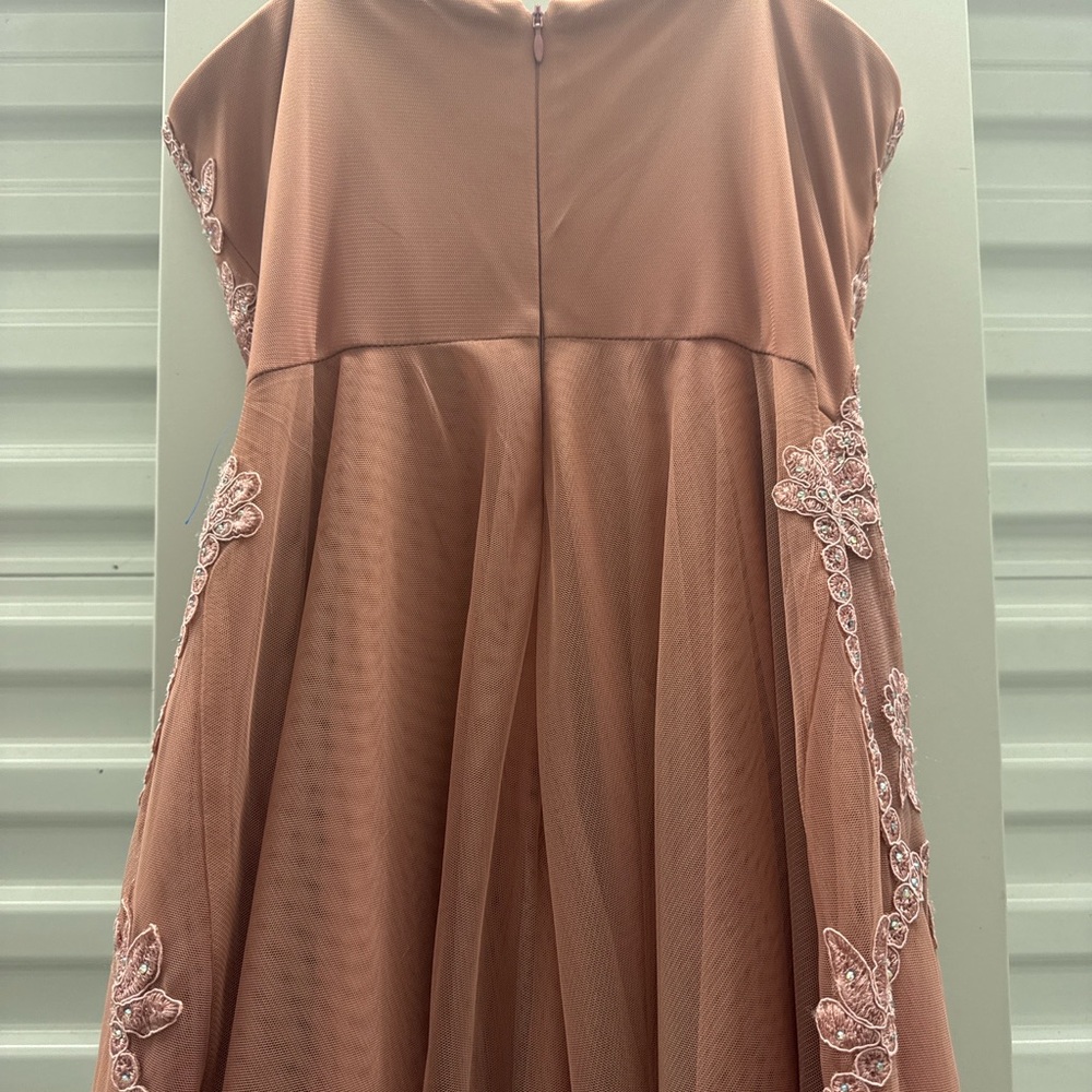 Blondie Nites Dusty Rose Strapless Lace Tulle Gown – Size 7 - Picture 11 of 11